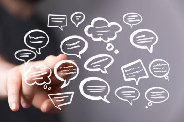 Yüzen Konuşma Baloncuklarıyla El Etkileşimi: İletişim Konsepti