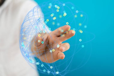 Dijital Ağ Küresel Bağlantısıyla El Etkileşimi