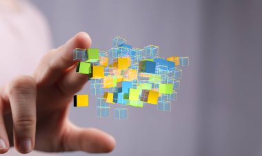 Elle Renkli 3D Küpler Veri Görselleştirmesi ile Etkileşim