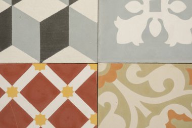 Renkli Geometrik Çimento Döşeme Şablonu