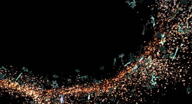 Siyah zemin üzerinde ışık ile soyut yıldız parçacığı patlaması