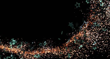 Parlayan Parçacıklar ve Parıltılarla Soyut Yıldızlı Gece Arkaplanı