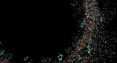 Siyah arkaplanı olan soyut yıldız ve simli arkaplan tasarımı