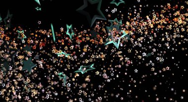 Parlayan Parçacıklar ve Parıltılarla Soyut Yıldızlı Gece Arkaplanı