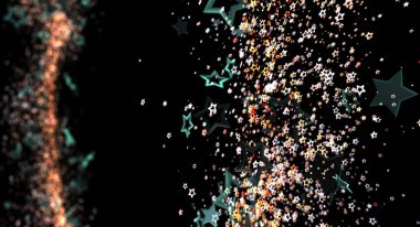 Karanlık arka planda parıltılar olan soyut yıldız alanı, parti konsepti