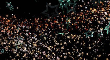 Siyah üzerinde parlayan parçacıklar ile soyut yıldız arkaplan çizimi