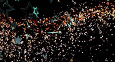 Neşeli Parıltı ve Siyah Boşluklu Soyut Yıldızlı Arkaplan