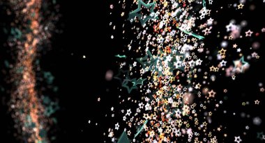 Parlayan Parçacıklar ve Parıldayan Efektlerle Soyut Yıldızlı Gece Arkaplanı