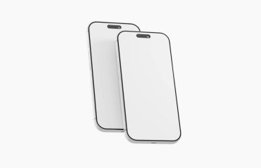 Tasarım için boş ekranları olan iki modern akıllı telefon modeli.
