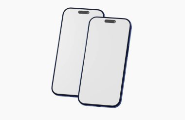 Modern akıllı telefonlar, boş beyaz ekranlı iki yeni cihaz, teknoloji