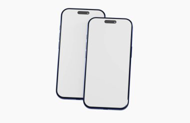 Boş ekranlı iki modern akıllı telefon. Model kullanımı için mükemmel.