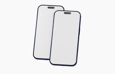 Uygulama Görüntüleme ve Dijital Tasarım için beyaz arkaplanda iki akıllı telefon