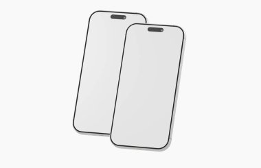 Beyaz arkaplanda boş ekranı olan modern akıllı telefon modelleri, tasarım.