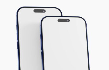 İzole edilmiş Beyaz Arkaplanda Ekranlı Modern Akıllı Telefonlar Aygıtları