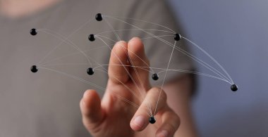 Elle dokunulan noktalarla dijital ağ bağlantısı: Teknoloji kavramı