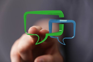 Bağlı konuşma baloncukları, iletişim ve teknoloji kavramı