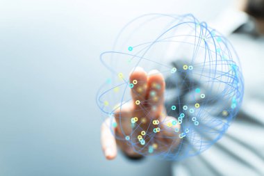 Elle etkileşim ile küresel ağ bağlantısı görselleştirme kavramı