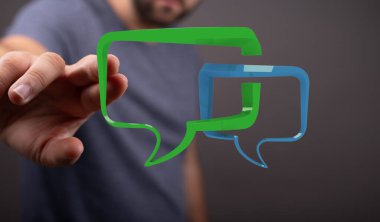 İletişim gösteren dijital sohbet baloncuklarıyla etkileşim