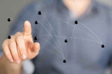 İnsan eliyle dijital ağ bağlantısı kavramsal illüstrasyon