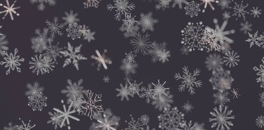 Karanlık Arkaplan Kış Tasarımı Üzerine Soyut Kar Taneleri Deseni