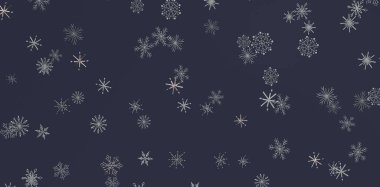 Koyu mavi arka planda kar tanesi deseni Noel atmosferi yaratıyor