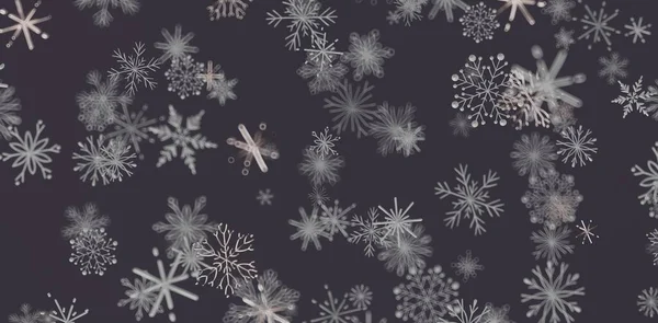 Karanlık Arkaplan Kış Tasarımı Üzerine Soyut Kar Taneleri Deseni