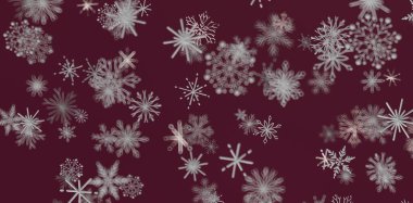 Kestane Arkaplanındaki Soyut Kar Tanesi Deseni: Kış Noel Dekoratif Konsepti