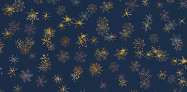 Zarif Soyut Kar Taneleri Koyu Mavi Arkaplan Üzerindeki Kalıp