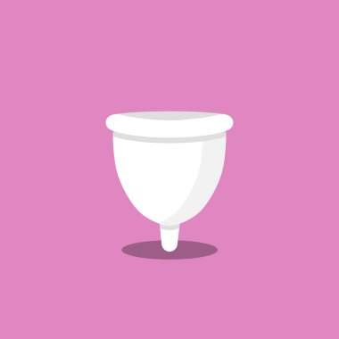 Soyutlanmış pembe arka planda bir kadın regl fincanı 