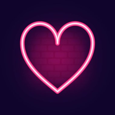 Neon kalp. Sevgililer Günü Kalbi. İzole edilmiş arkaplanda kalp.