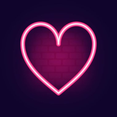 Neon kalp. Sevgililer Günü Kalbi. İzole edilmiş arkaplanda kalp.