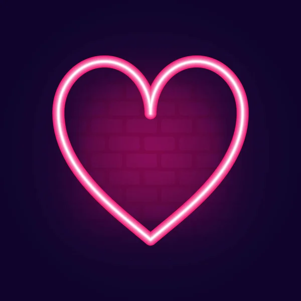 Coração de néon. Coração do dia dos namorados. Coração em fundo isolado. —  Vetores de Stock