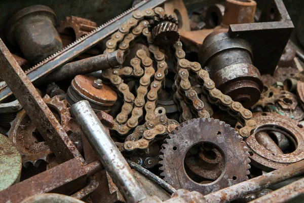 Detail Pile Old Metal Rusty Parts — Stock Photo, Image