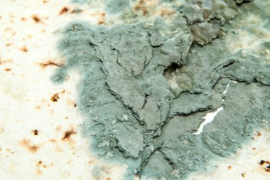 Küflü bir ekmeğin resmi. Çürümüş ve yenilemez. Beyaz arkaplanda izole. 