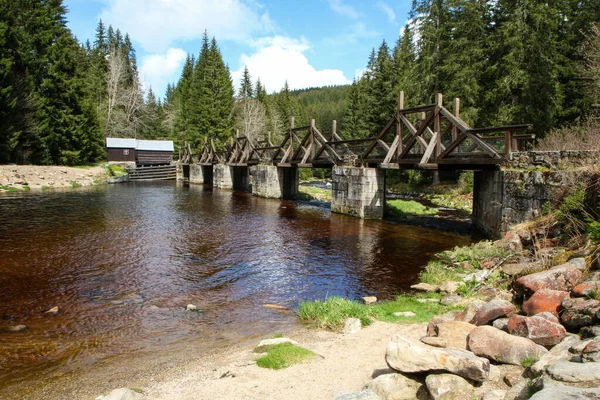 Rechle Puente Puerta Que Encuentra Medio Camino Entre Modrava Antgl — Foto de Stock