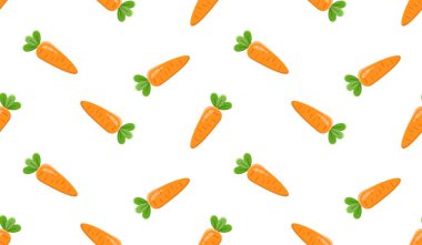 Havuçlu kusursuz desen, sebzelerin vektör çizimi, sağlıklı vejetaryen yemek duvar kağıdı.