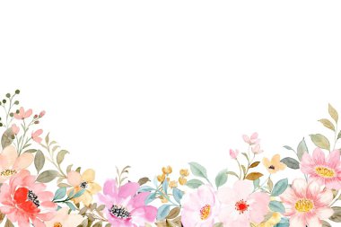 Suluboya vektör çiçek arkaplan, desen, doku. Tasarım, pastel renk, çerçeve