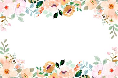 Suluboya vektör çiçek arkaplan, desen, doku. Tasarım, pastel renk, çerçeve