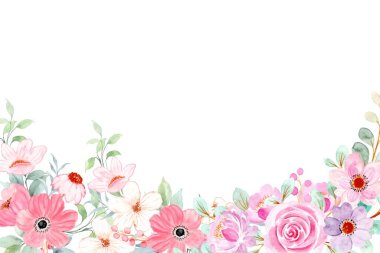 Suluboya vektör çiçek arkaplan, desen, doku. Tasarım, pastel renk, çerçeve