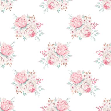 Suluboya çiçekleri tasarım için dikişsiz arkaplan vektörü.