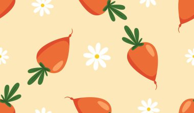 Havuçlu kusursuz desen, sebzelerin vektör çizimi, sağlıklı vejetaryen yemek duvar kağıdı.