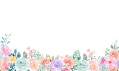 Çerçeve suluboya çizimi, çiçekler. 