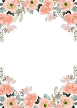 Olay daveti için elle çizilmiş suluboya çiçek çerçevesi şablonu