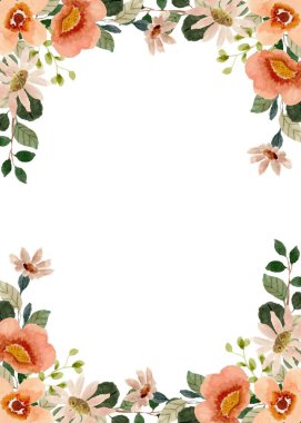 Olay daveti için elle çizilmiş suluboya çiçek çerçevesi şablonu