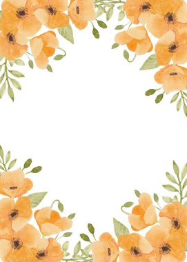 Olay daveti için elle çizilmiş suluboya çiçek çerçevesi şablonu