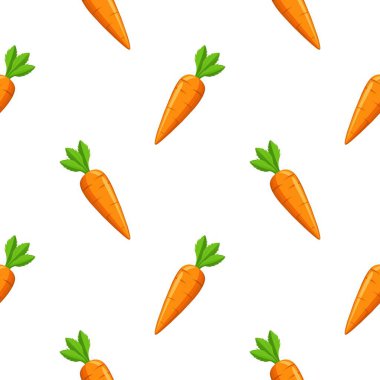 Havuçlu kusursuz desen, sebzelerin vektör çizimi, sağlıklı vejetaryen yemek duvar kağıdı.