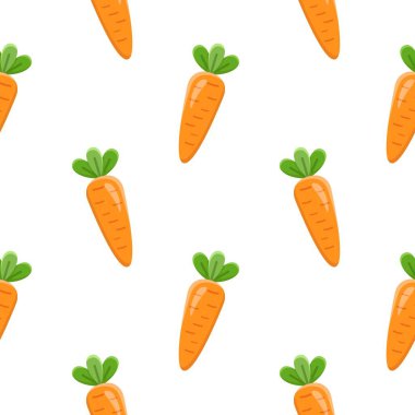 Havuçlu kusursuz desen, sebzelerin vektör çizimi, sağlıklı vejetaryen yemek duvar kağıdı.