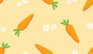 Havuçlu kusursuz desen, sebzelerin vektör çizimi, sağlıklı vejetaryen yemek duvar kağıdı.