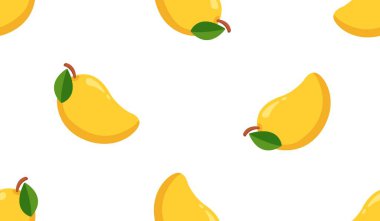 Mango meyveli, pürüzsüz bir şekil. Beyaz arka planda yaz tropikal meyveleri.