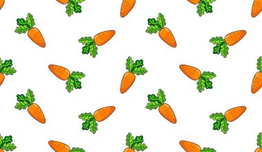 Havuçlu kusursuz desen, sebzelerin vektör çizimi, sağlıklı vejetaryen yemek duvar kağıdı.